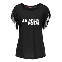je men fous letter 90s fashion print trend summer women t shirt tops short sleeve cotton sexy tassel tee tops