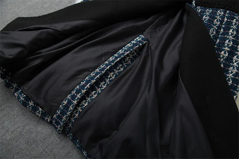 Runway Fashion Winter Tweed Woolen Jackets and Coats Women Elegant Lady Lace Up Vintage Long Wool Blend Overcoat Outerwear