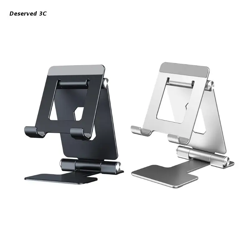 

R9CB Universal Cell Phone Tablet Stand Aluminum Desktop Phone Holder for Viewing Recipes Zoom Meeting Working Foldable