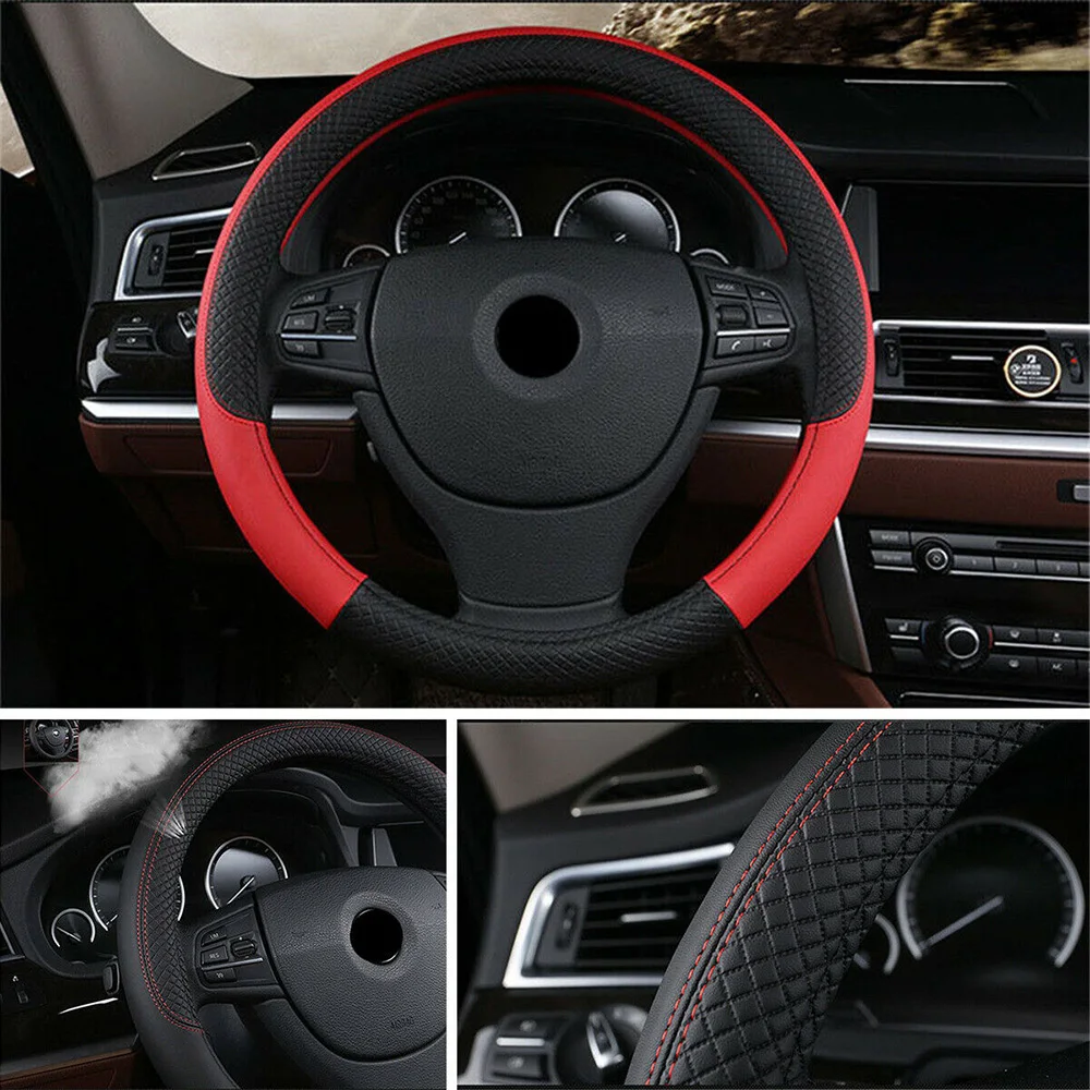 

Car Steering wheel cover SUV Breathable PU Leather Anti-Skid Luxury 38CM
