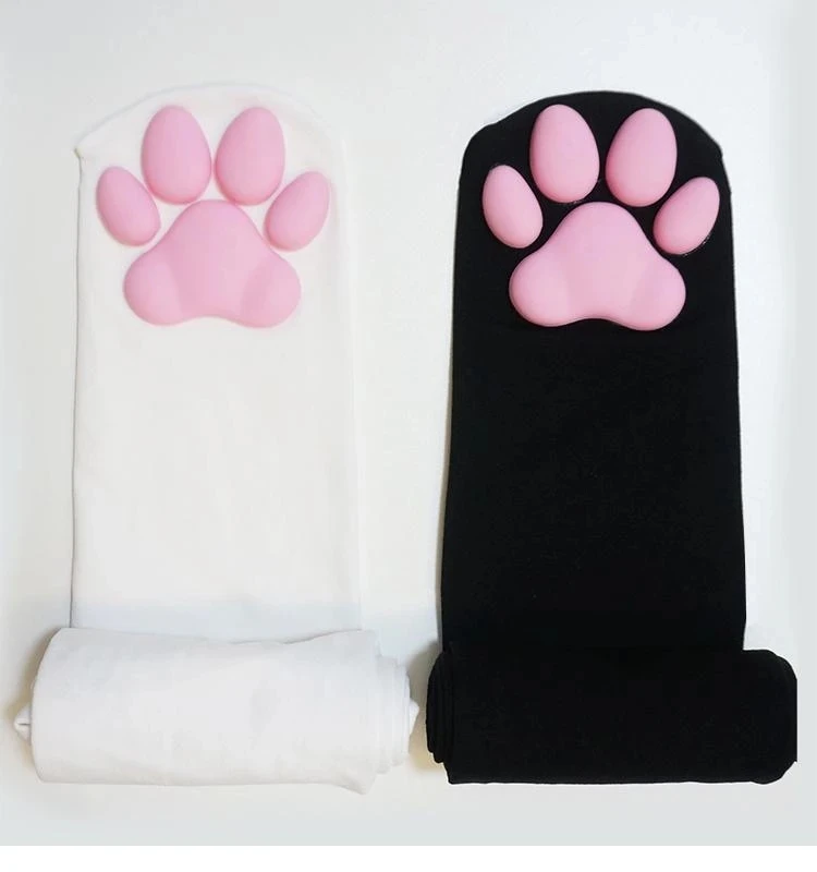 Cat Paw Pad Sock,Pink Cute Lolita Thigh High Socks for Girls kids Women Cosplay 3D Kitten Claw Stockings