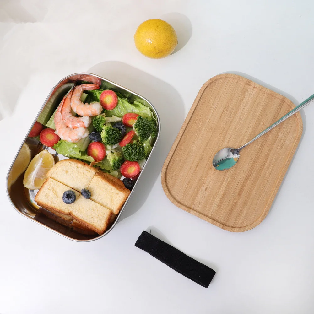 1200ML/1400ML Stainless Steel Lunch Box Adults Bento Food Container 3 compartments for Kids With Bamboo lid 304 Large Capacity |