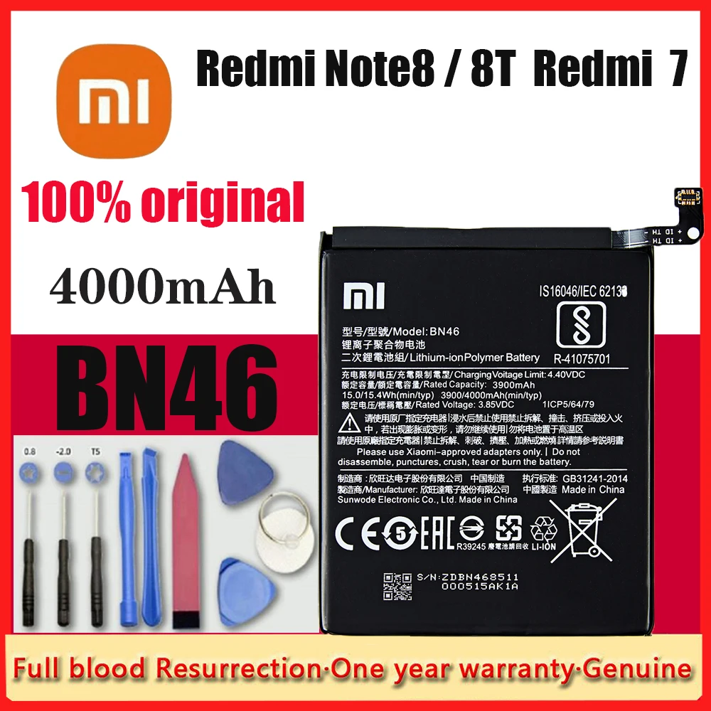

100% Orginal Xiao Mi BN46 4000mAh Battery for Xiaomi Redmi Note 8 8T Redmi 7 High Quality Phone Replacement Batteries