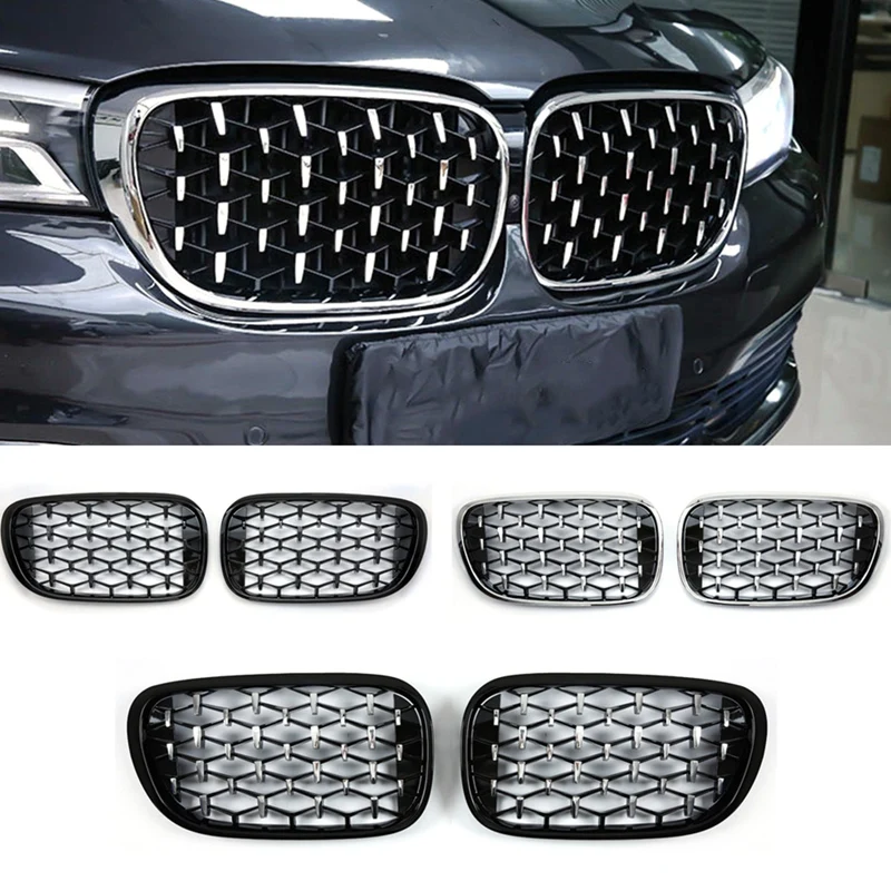 

Front Bumper Kidney Grille Air Vent Hole Frame Trim Cover For-BMW 7 Series G11 G12 2017-2019