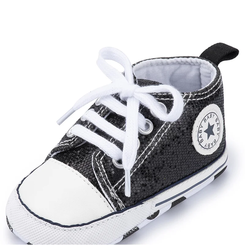Модные Блестящие Кроссовки для новорожденных мальчиков и девочек мягкие