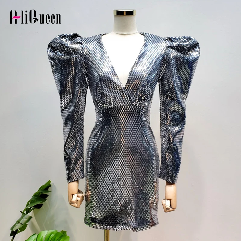 Соблазнительные Клубные роскошные серые женские Серебристые платья-карандаш с