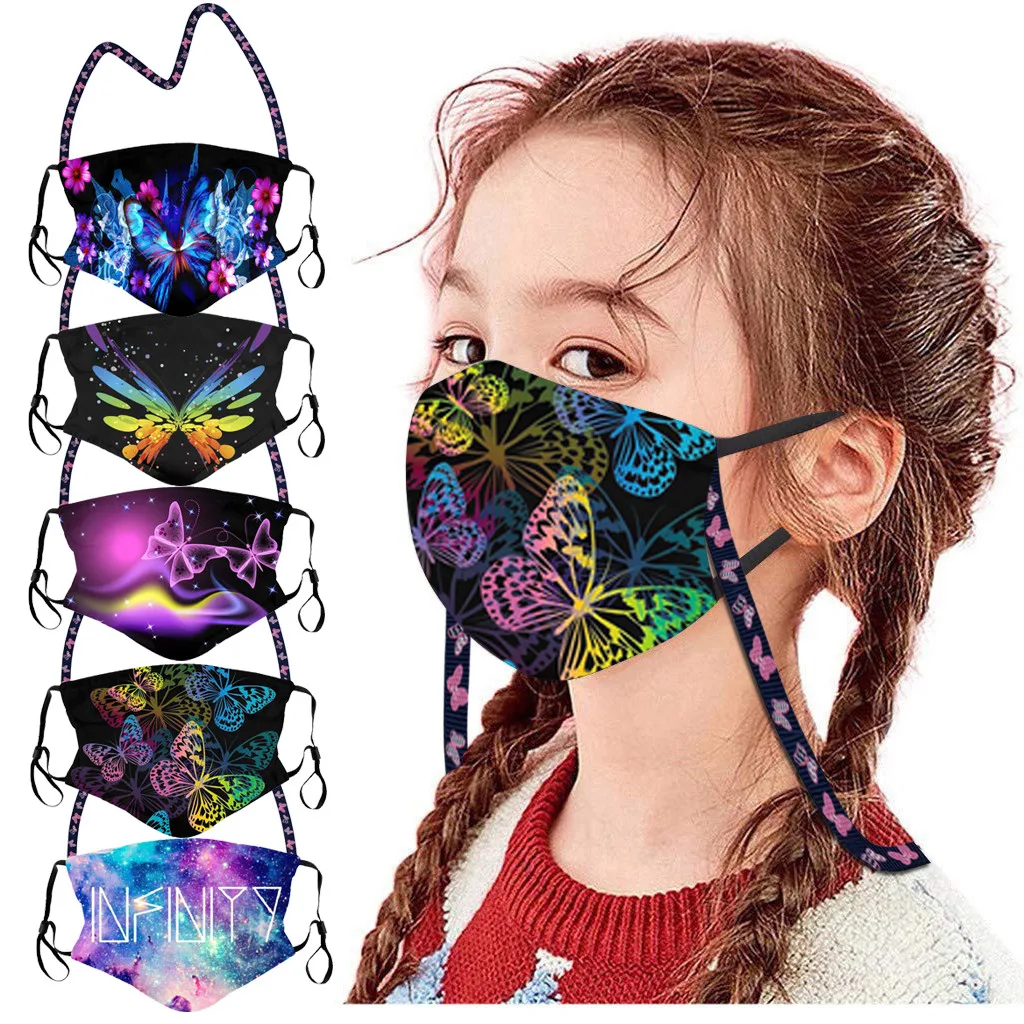 

5PC Children's Butterfly Outdoor Cotton Washable Reusable Hang Neck Face Masks