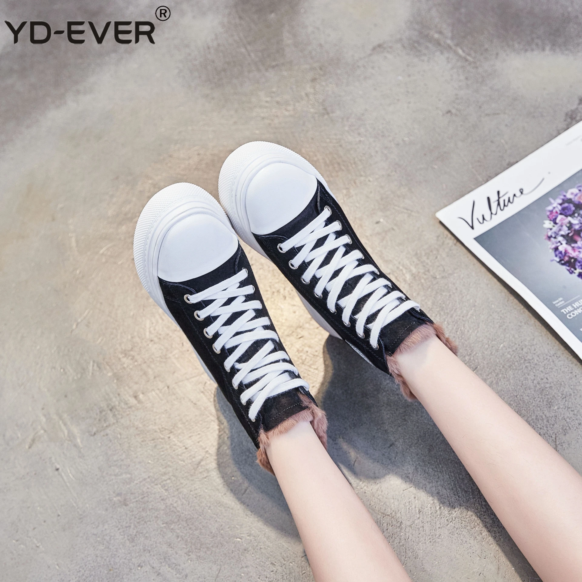 YD EVER женские ботинки из натуральной кожи на высоком каблуке 8 см Туфли танкетке и