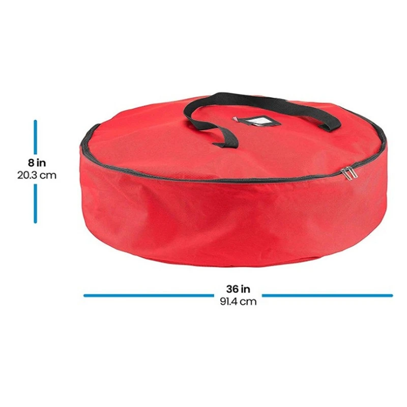 

Christmas Wreath Storage Bag-Durable Tarp Material, Zipper Reinforced Handle, Easy to Slide in and Out of the Wreath.