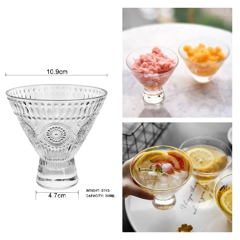 

Creative Juice Glass Irregular Shape Ice Cream Cup Phnom Penh Pudding Mug Gold Rim Yogurt Cup Glass Bowl