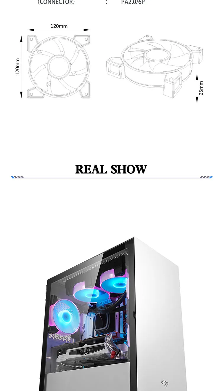 AIGO C5 120 мм чехол RGB Вентилятор охлаждения Синхронизация с материнской платой контроллер для компьютера 12 в управление RGB кулер охлаждающий вентилятор компьютера