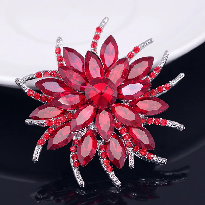 

Fashion Colorful Rhinestone Large Flower Brooch Pin fashion birthday gift jewelry for women Party Gift