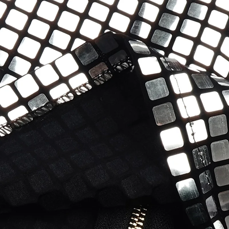 Женский клетчатый костюм из трех предметов вечерние Серебристые топы и шорты с