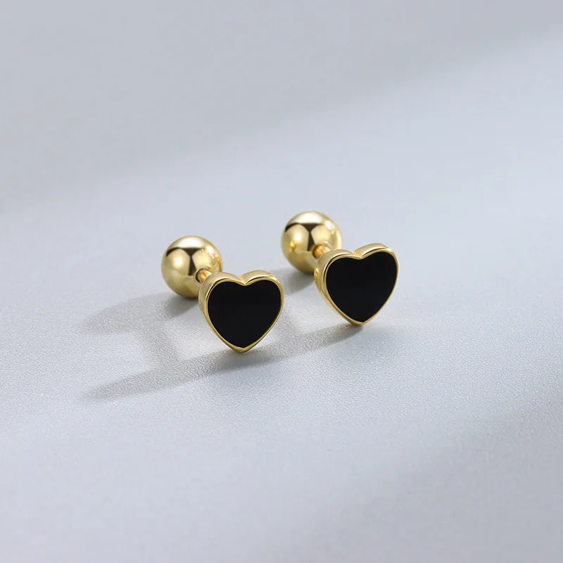 

SIPENGJEL Fashion Colorful Enamel Love Heart Spiral Earrings For Women Stainless Steel Small Piercing Studs Earrings Jewelry