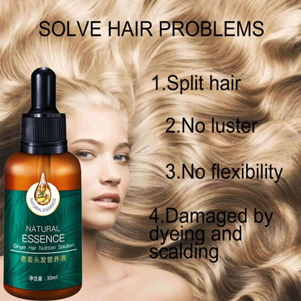 

1pcs 30ml Essential Oil Hair Care Lotion To Improve Growth Ginger Growth Hair Essention Hair Serum Ends Split Frizz Fast Lo L6H4