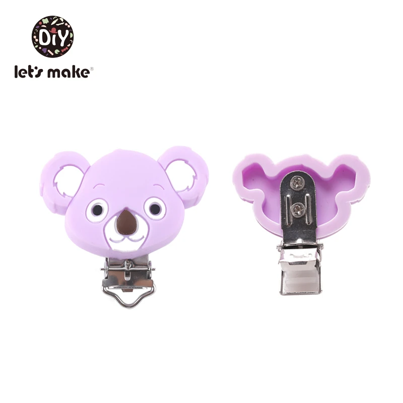 Koala Purple Let's make/1 шт. силиконовый Прорезыватель для зубов, зажимы для соски, жемчужные силиконовые бусины, круглая звезда, зажимы для пустышки, уход за зубами, Детские аксессуары - Цвет: Koala Purple