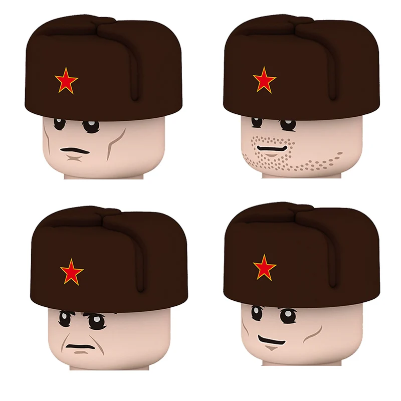 

WW2 Army Military Soviet Union Soldiers Figures Building Blocks Russian Volunteers Two Color Weapons Guns Parts Mini Bricks Toy