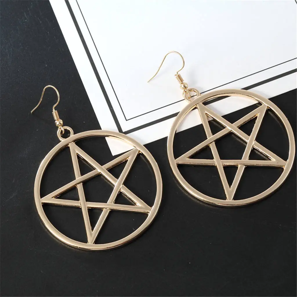 

1pair Boho Earring Pentagram Ear Stud Lady Dating Stage Jewelry Birthday Gift