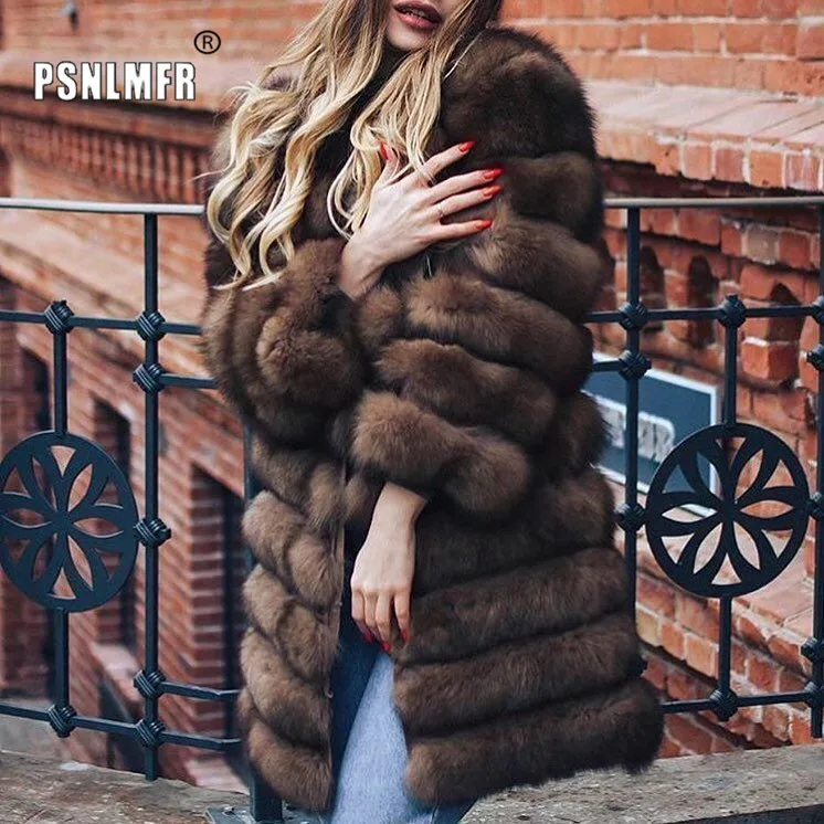 

Customize Color Horizontal Design Fluffy Real Fox Fur Coat Detachable Sleeve Thicken Women's Coats Super Elegant Luxury Fur Coat