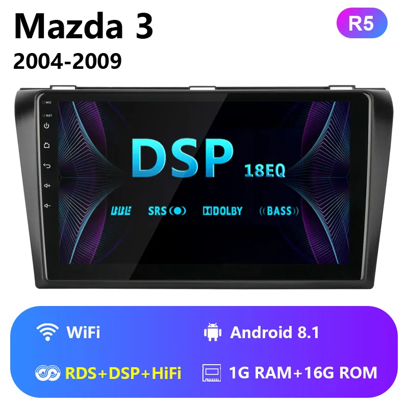 wifi with RDS DSP Android 8,1 2 din Автомобильный Радио мультимедийный плеер для Mazda 3 2004-2009 maxx axela RDS DSP навигация gps головное устройство авто стерео - Цвет: wifi with RDS DSP