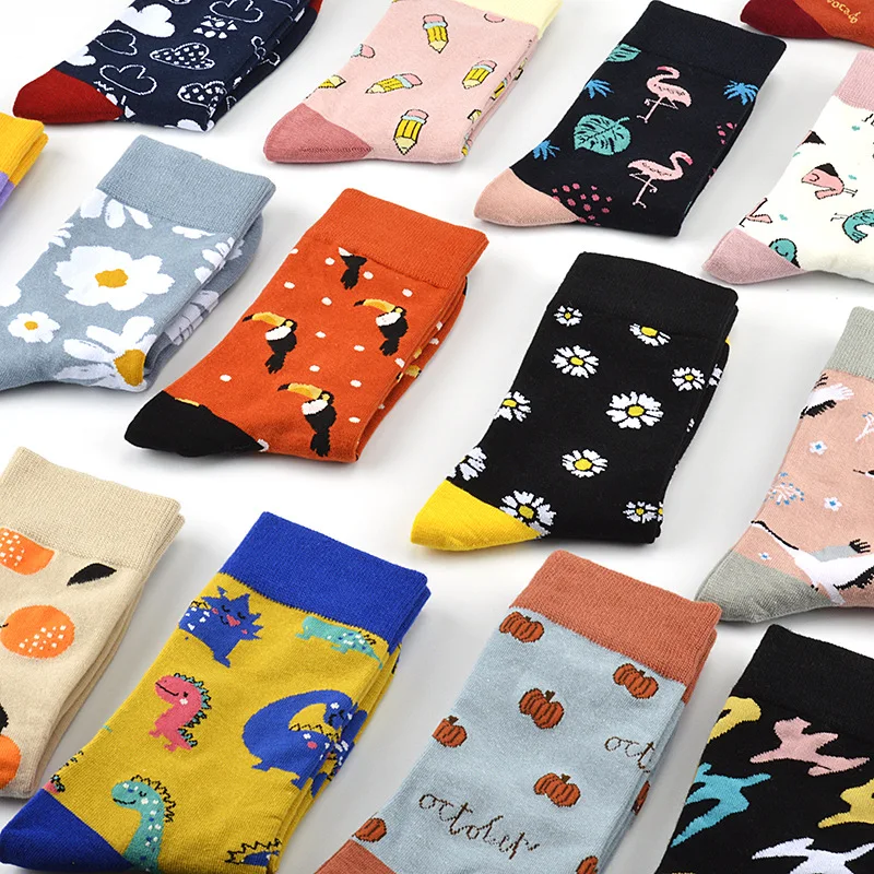 Woman socks fashion street skateboard cartoon unicorn flamin