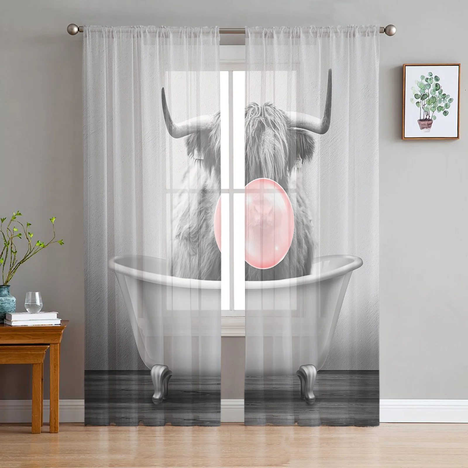 

Молодежные сплошные шторы для спальни, забавная ванна, яка, розовые Пузырьковые Шторы для кухни, кабинета, гостиной, праздничный декор, тюле...