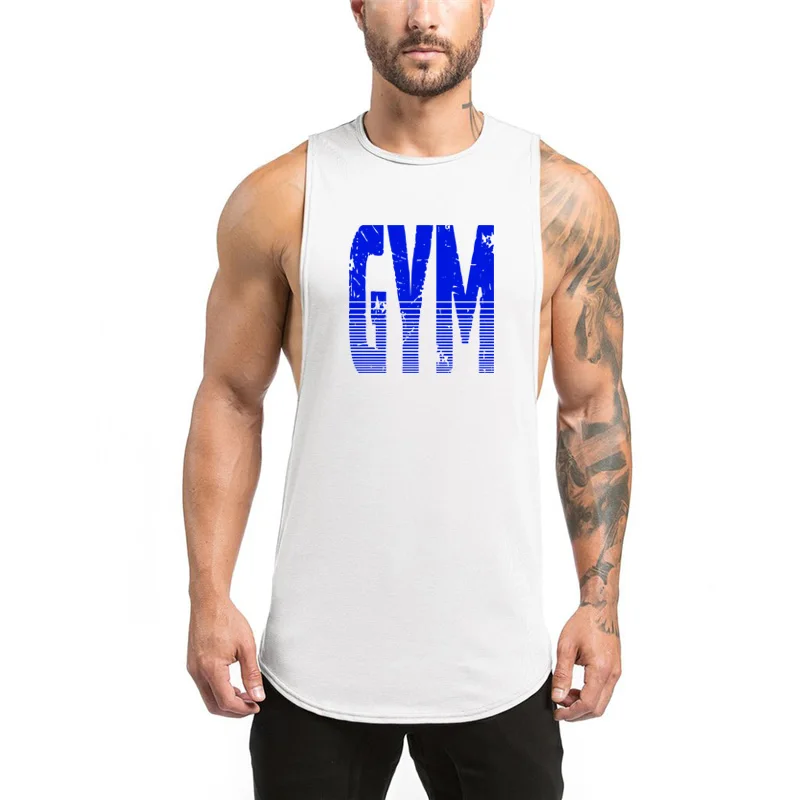 Mens Curved Hem Solid Gym Tanktop Sport Running Vest Training Athletic Stringers Bodybuilding Clothing Fitness Man Tank Tops | Спорт и