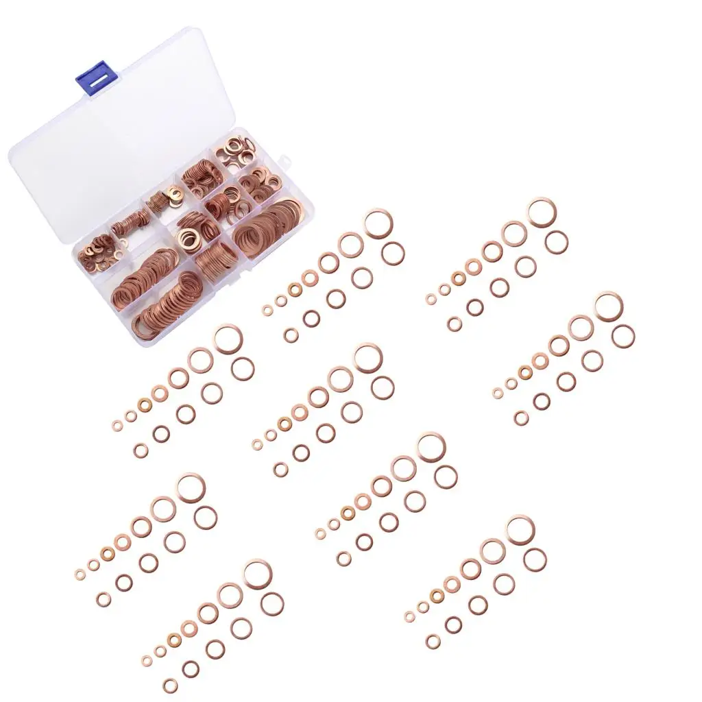 280PCS Copper Washer Gasket Nut and Bolt Set Flat Ring Seal Assortment Kit M5 M6 M8 M10 M12 M14 M16 for Sump Plugs Wate | Строительство