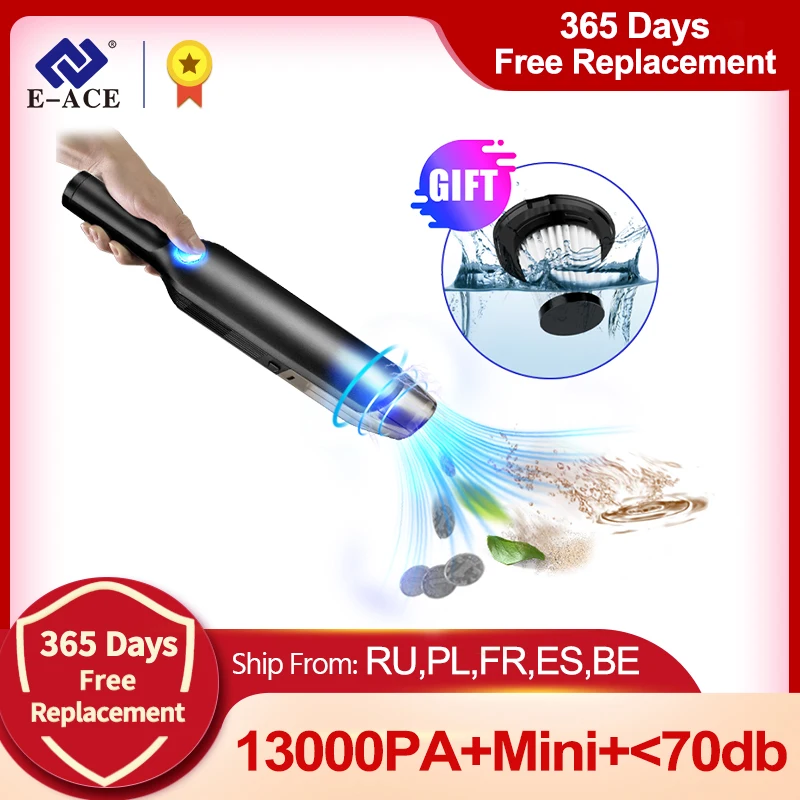 

Пылесос E-ACE M11 для автомобиля, портативный беспроводной ручной пылесос для уборки автомобиля, дома и компьютера