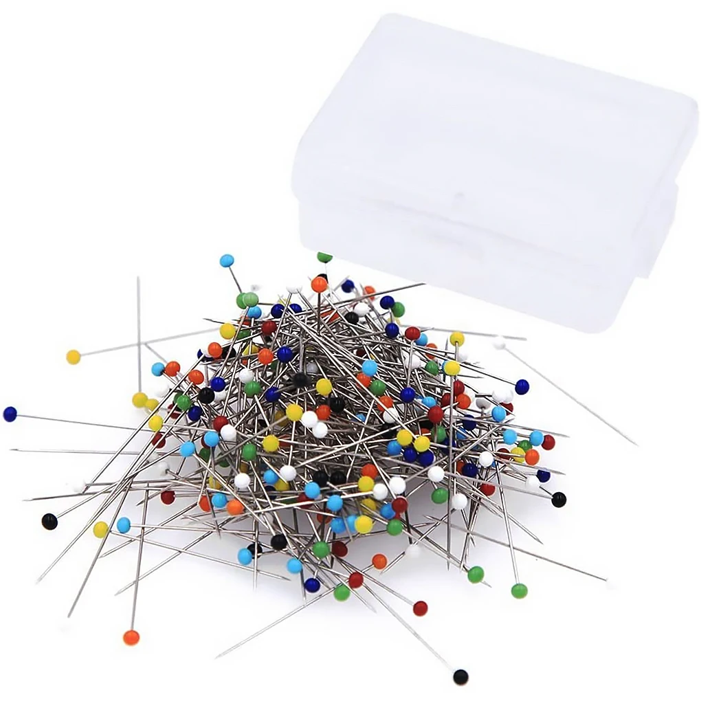 

New Portable 250PCS/Set DIY Round Pearl Head Pins Mixed Colors Straight Quilting Needles DIY Sewing Crafts Pins With Box