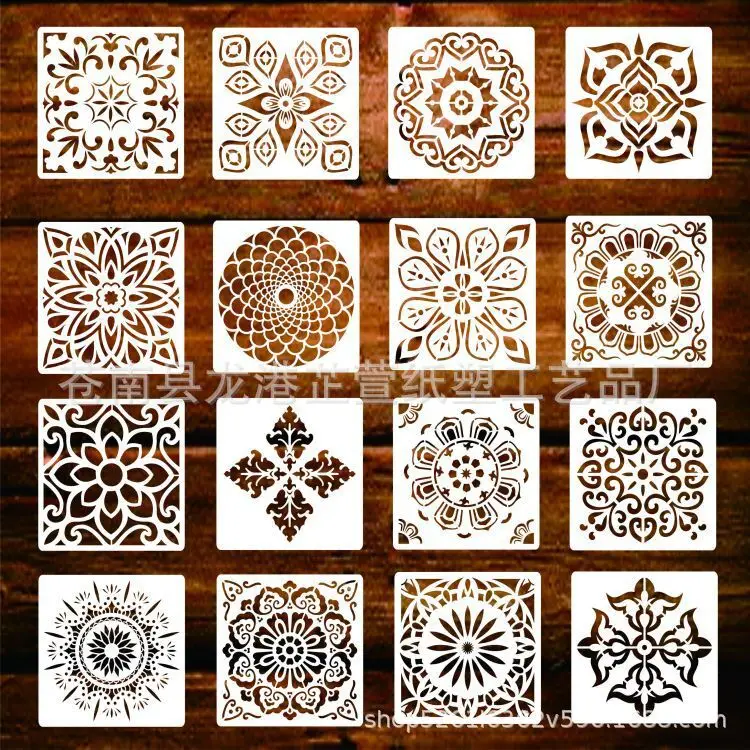 

16Pcs/Set 15*15cm Mandala Geometry DIY Layering Stencils Wall Painting Scrapbook Coloring Embossing Album Decorative Template
