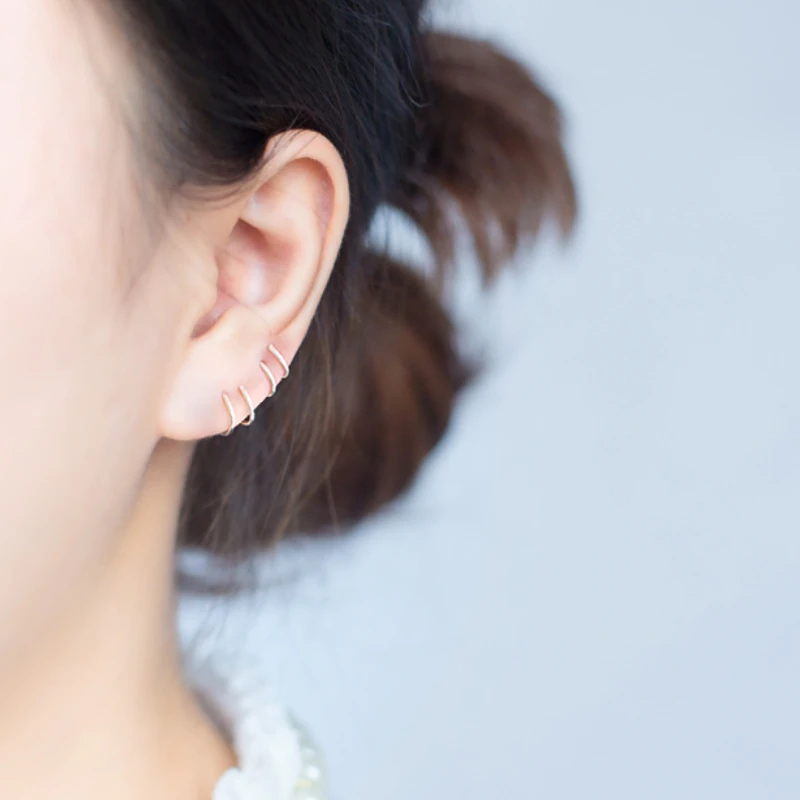 Женские простые серьги кольца из стерлингового серебра 925 пробы с небольшой