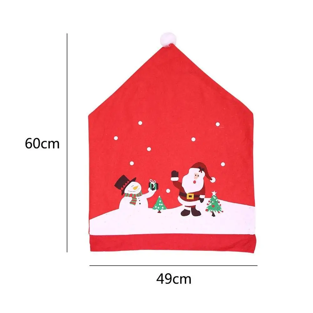 

4 Pcs Christmas Dining Chair Slipcovers Stylish Santa Claus Hat Kitchen Chair Protector Back Covers Home Party Decorations