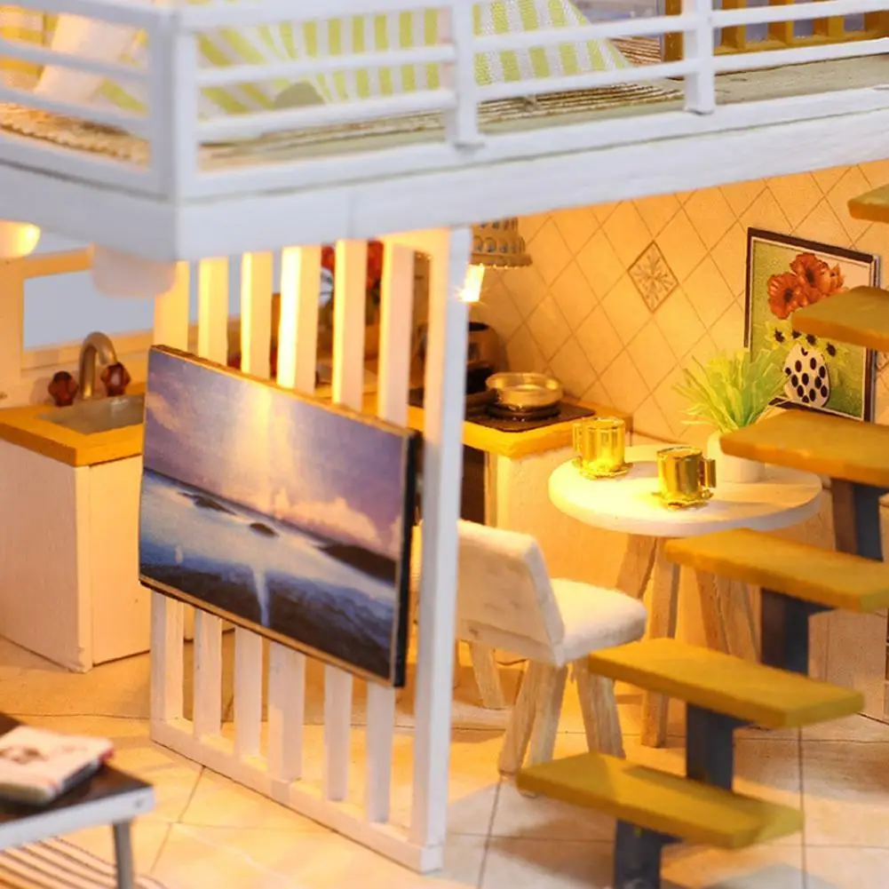 

DIY Hut Assemble Model Kits Simple Elegant Wooden Furniture Toys Dollhouse Creative Children Gifts Villa Handmade P4M9