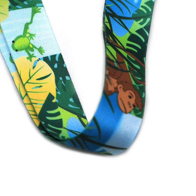 

30pcs/lot Cartoon Anime Lanyard ID Holder Watercolorc Monkey Frog Lanyards Phone Badge Holder Hang Rope Animal Keychain NA2388