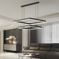 dining living room creative square led chandelier lighting black modern simple hanging lamp for bedroom restaurant lobby home
