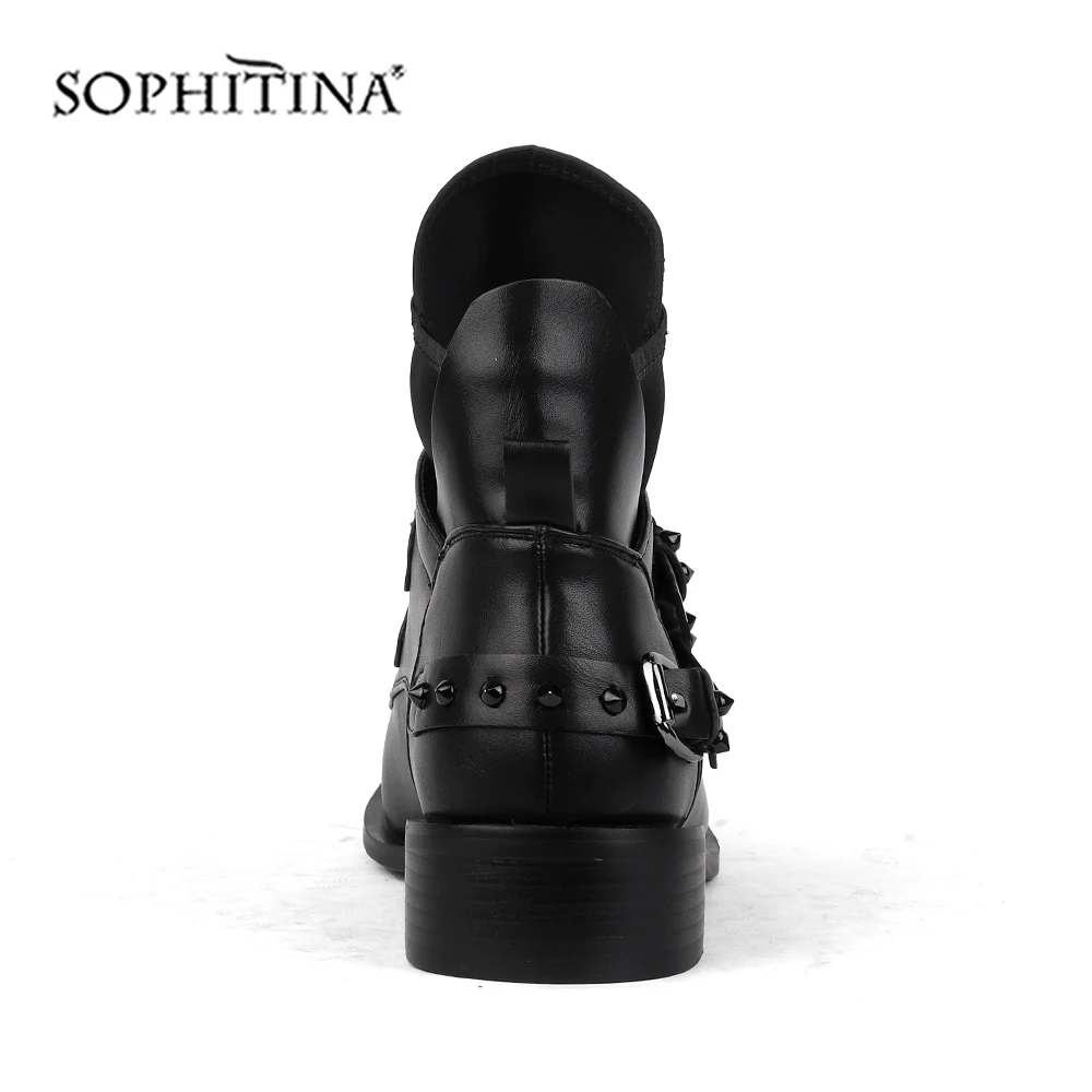 SOPHITINA/модные ботинки с пряжкой Удобная обувь на квадратном каблуке круглым