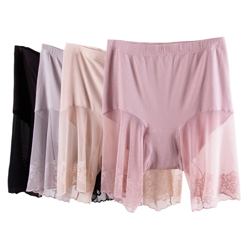 

Plus Size Shorts Under Skirt Sexy Lace Anti Chafing Thigh Safety Shorts Ladies Pants Underwear Large Size Safety Pants Women