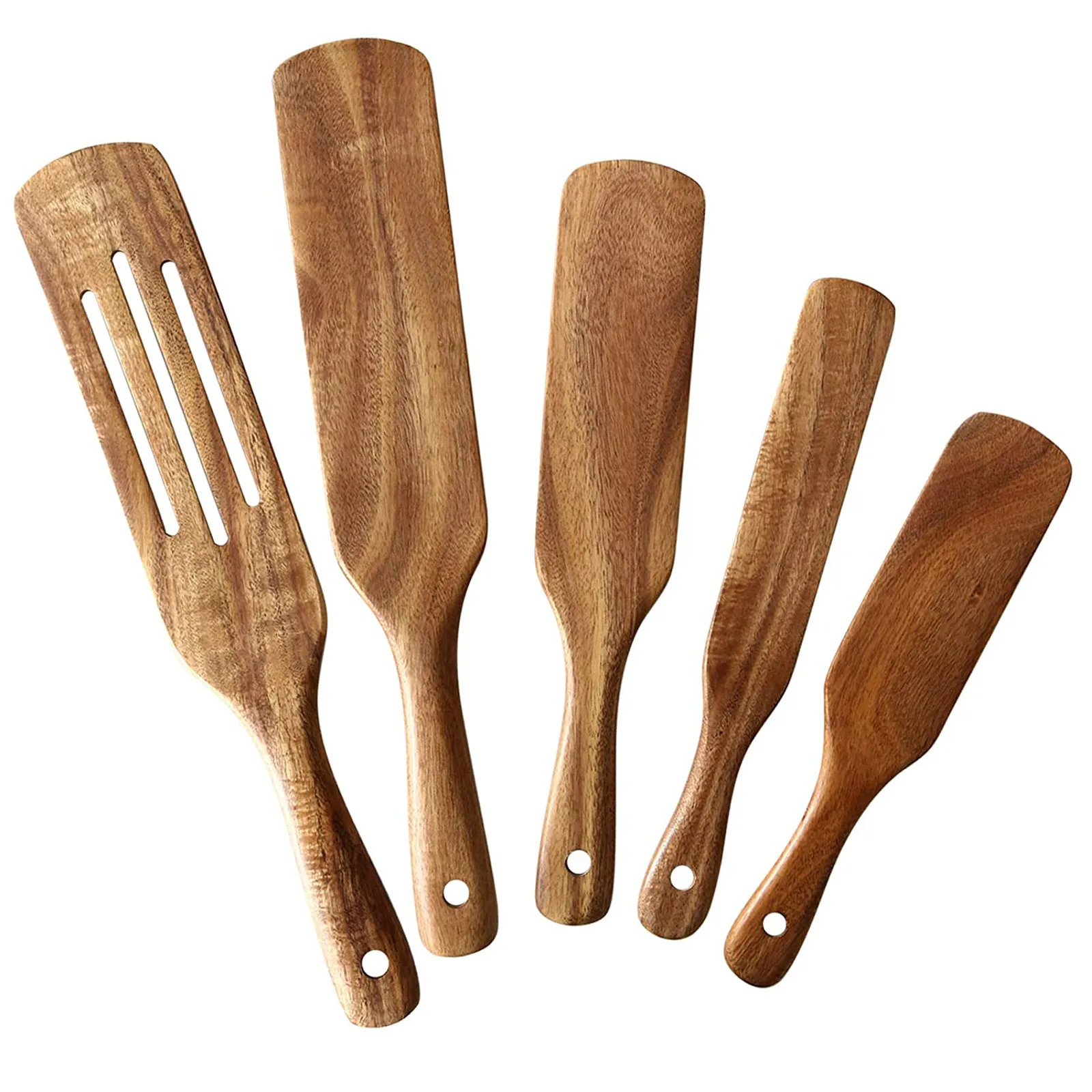 

5pcs Wooden Dinnerware Set Bamboo Fork Rice Spoon Cooker Dining Soup-Teaspoon Fruit Salad Spoon Tableware Kitchen Tool D11