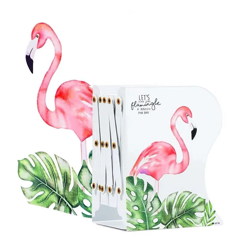 flamingo b 1 шт. кавайный металлический Настольный держатель для книг с единорогом, выдвижная Подставка для книг, органайзер для студентов, для офиса, школы, дома, книжная полка, канцелярские принадлежности - Цвет: flamingo b