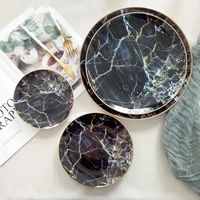multi size nordic creative black marble ceramic plate household kitchen supplies bone china western steak salad plate dish tray