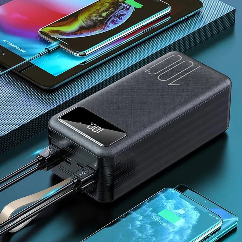 Tanie Power Bank 100000mAh Przenośny Szybki ładowanie Powerbank Dla IPhone 12 Xiaomi Typ C Poverbank Zewnętrzna ładowarka Ze światłem