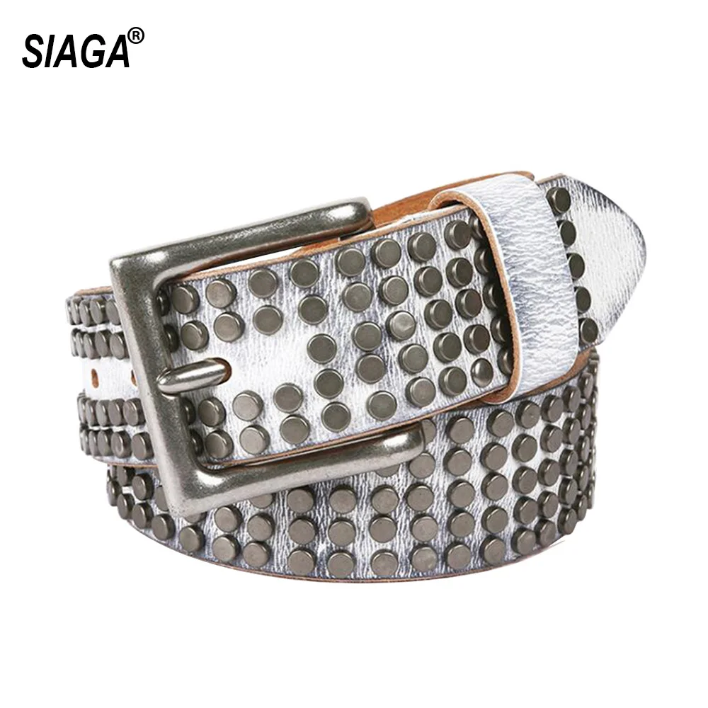 

Unisex Small Ring Rivet Personalized Belt Neutral Top Quality Cowhide Leather Belt Female Accessories 3.8cm Width SA008