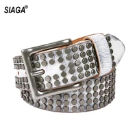 unisex small ring rivet personalized belt neutral top quality cowhide leather belt female accessories 3 8cm width sa008