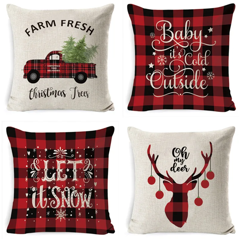 

45x45cm Santa Claus Elk Christmas Pillowcase 2021 Christmas Cushion Cover Merry Christmas Ornament Navidad Xmas Gifts