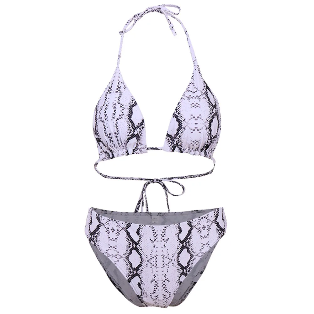 Женский модный леопардовый бикини со шнуровкой и открытой спиной сексуальный