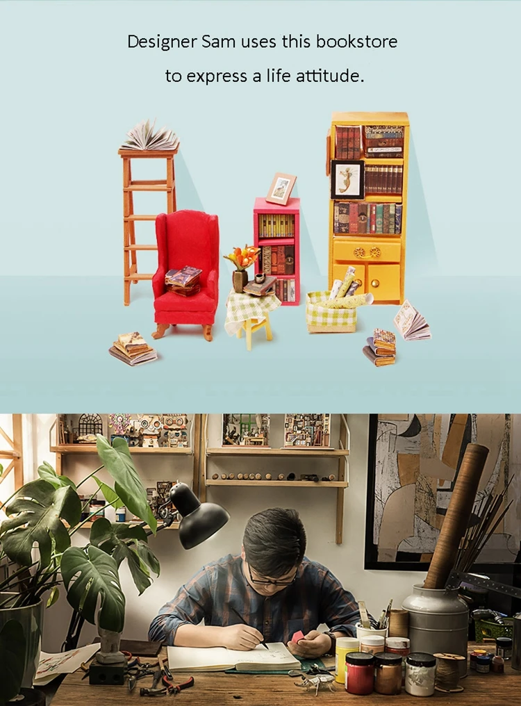 Кукольный дом мебель Diy Миниатюрный 3D деревянный набор миниатюрных моделей украшения Кукольный домик игрушки для детей подарок Сэм кабинет