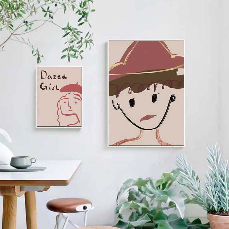 

Abstract Gazed Girl Wall Art Canvas Painting And Printing Nordic Posters Wall Picture For Babyroom Home Decor Unframed