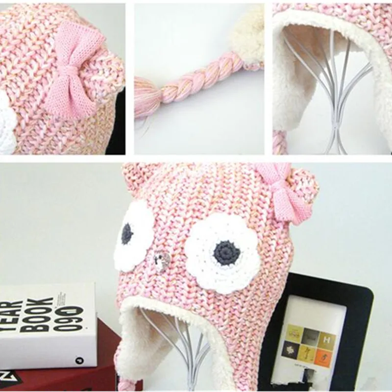 Новинка 2020 демисезонные шапки для девочек детские вязаные теплые с мультяшным