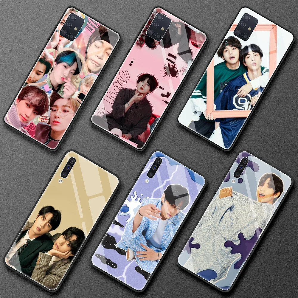 

Glass Case For Samsung Galaxy A51 A71 A50 A31 A52 A72 5G A70 A21S M51 M31 A41 Tempered Phone Cover Shell Bangtan Boys